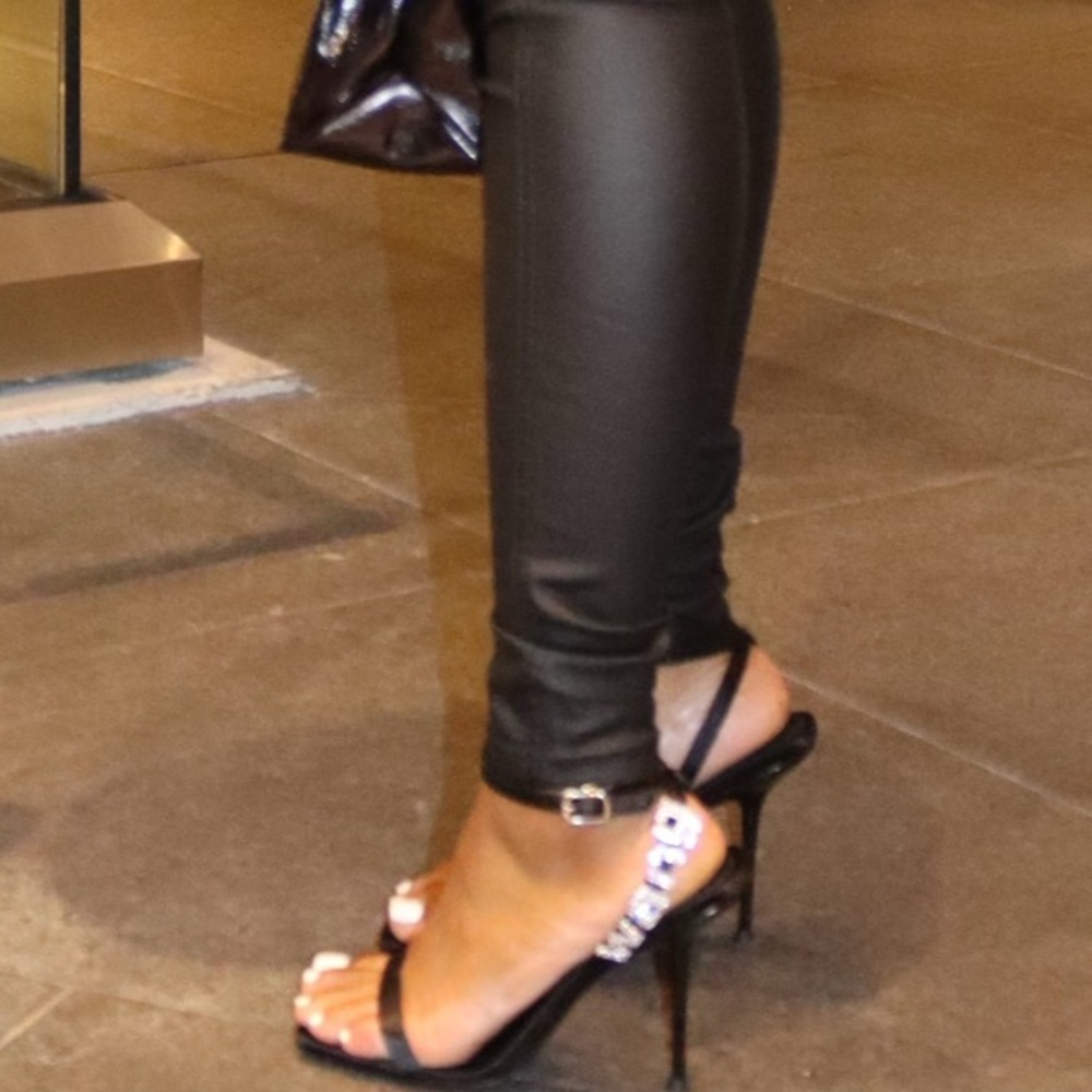 Black Alexander Wang Square Logo Toe Heels
